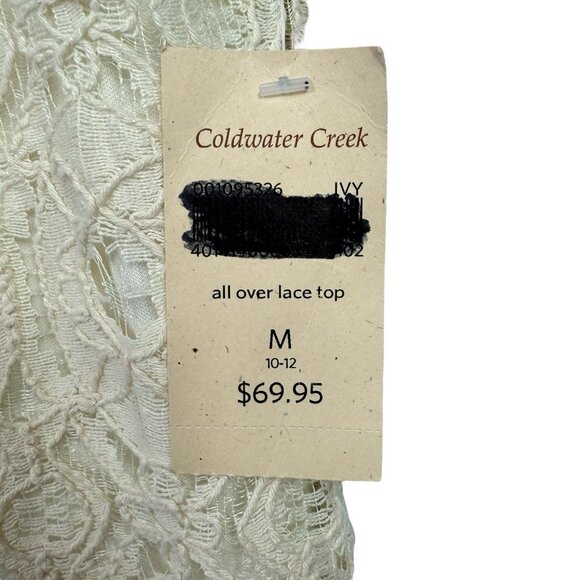 Coldwater Creek Women Lace Top Short Sleeve Scoop Neck Lined Size M Cream NWT - Picture 3 of 8